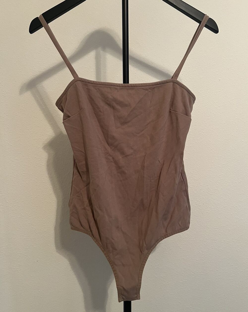 Intimately Free People Brown Spaghetti Strap Thong Bodysuit Size M Square Neck